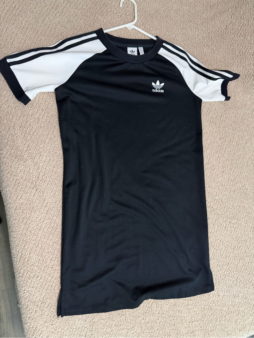 adidas Black and White Short-Sleeve Three-Stripe Tee